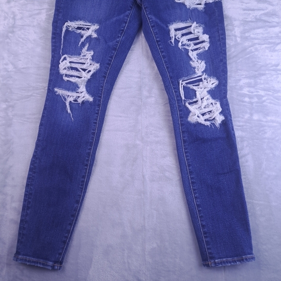 American Eagle Outfitters Blue Distressed Skinny Jeans - Picture 3 of 16
